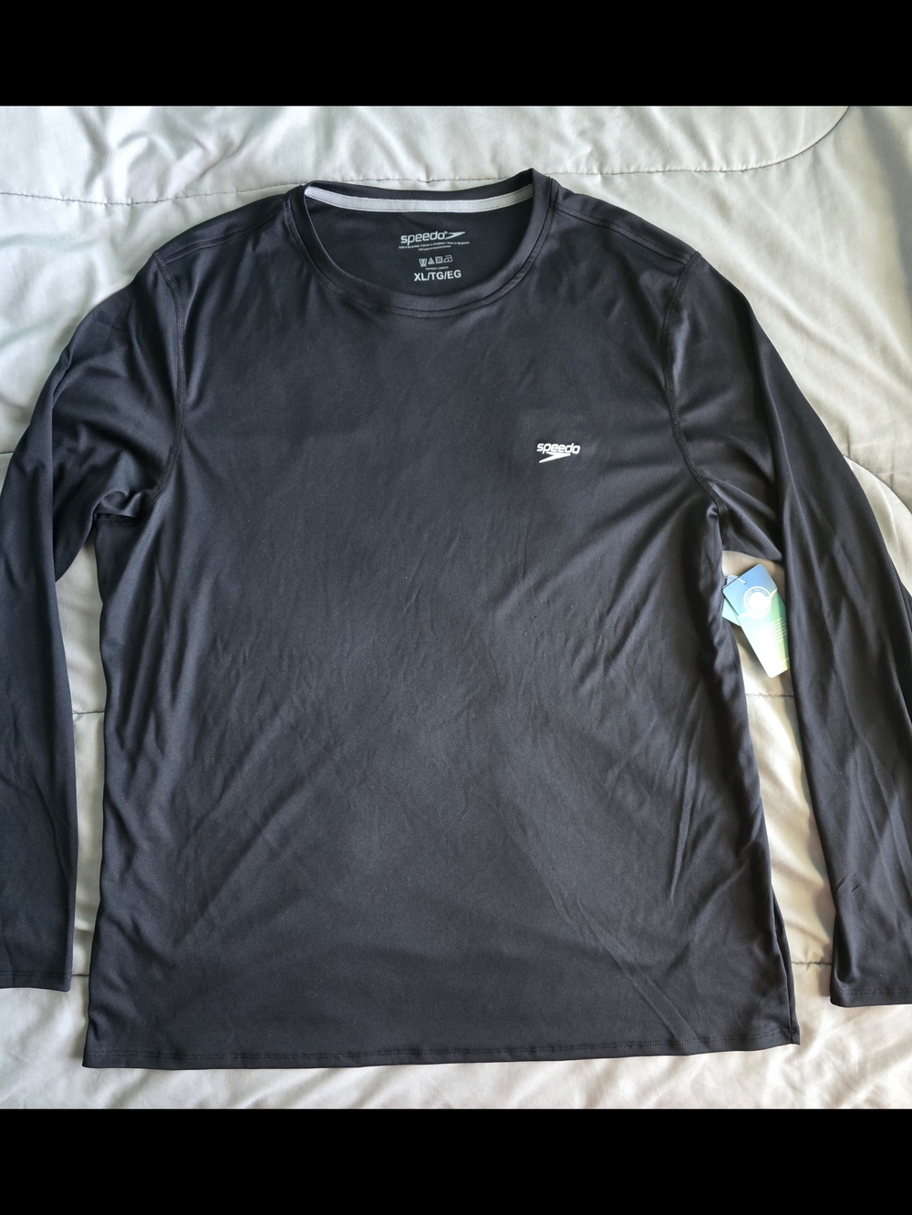 Speedo Men’s Long Sleeve Performance Tee/Swim Tee - Black